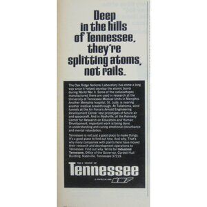 In The Hills Of Tennessee Theyre Splitting Atoms Not Rails Vintage Print 1970s